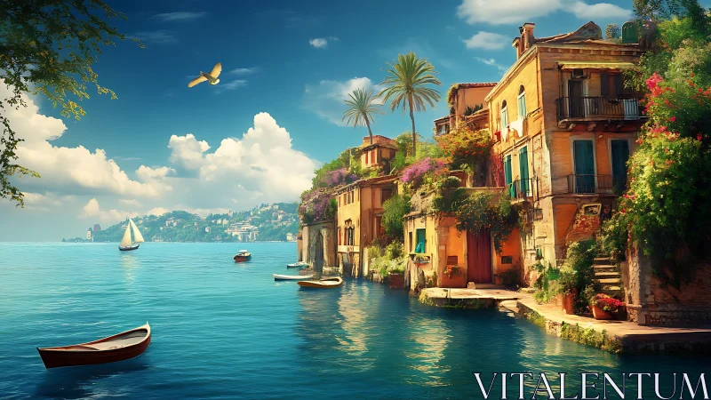 Mediterranean Coastal Architecture with Waterfront Buildings