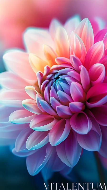 Gradient Dahlia with Iridescent Petal Layers.