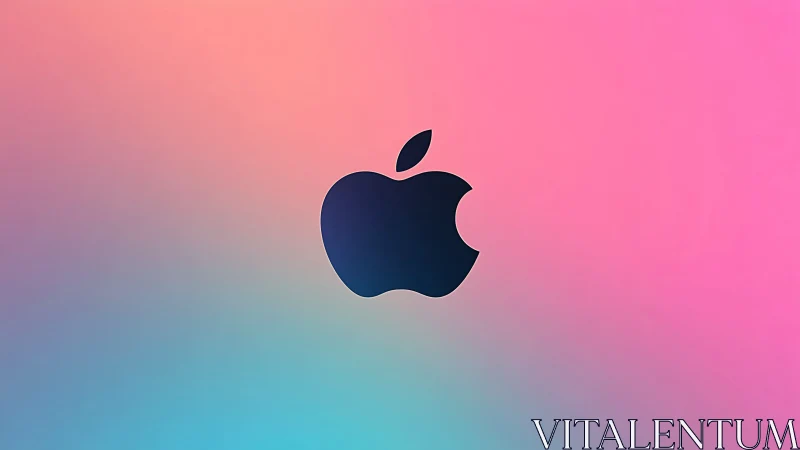 Minimalist black apple logo on soft gradient background