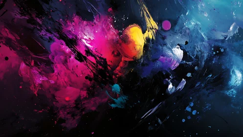 Vivid digital abstraction shows energetic neon color collisions