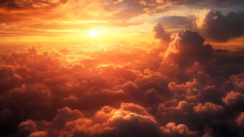 Radiant sunset drifting over a sea of glowing clouds.
