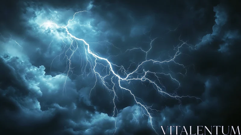 Branched lightning network across dense nocturnal storm clouds.