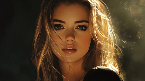Digital portrait of young woman in warm directional light.
