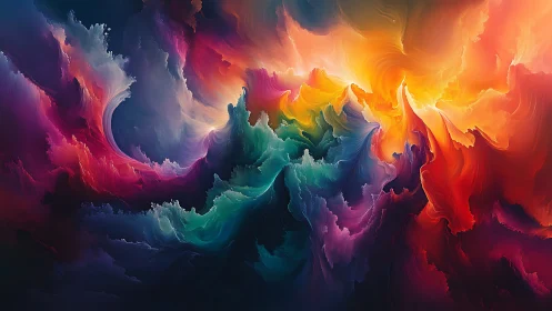 Spectral turbulence field with luminous chromatic vortex flows.