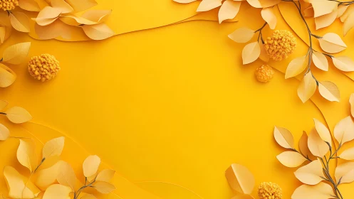 Paper blossoms quietly frame a sunlit golden stage of color
