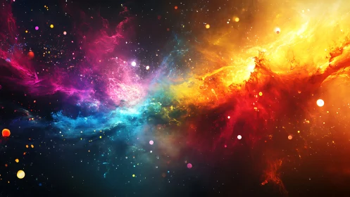 Cosmic nebula clash in radiant multicolor stellar clouds.