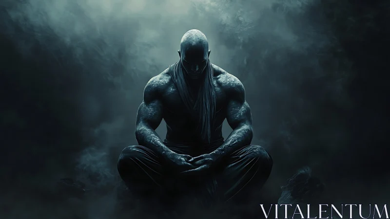 Silent guardian in the mist finds strength in stillness.