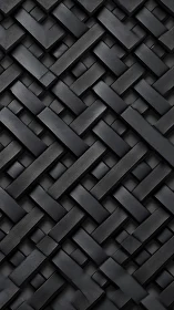 Interwoven black metallic strips forming geometric lattice.