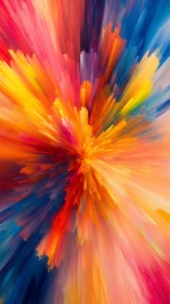Radial chromatic burst with dynamic digital brush explosions.