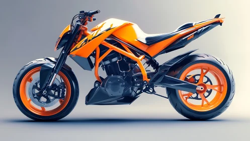 Electric orange sport motorcycle rendered in studio light.