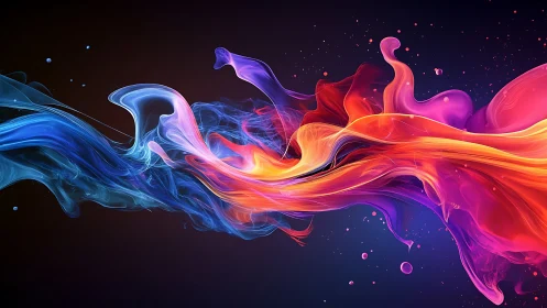 Dynamic multicolor fluid wave on dark gradient background.