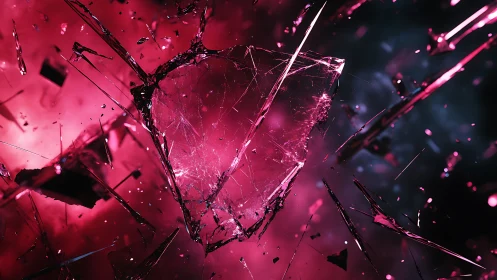 Shattered glass explodes in neon pink and electric shadows