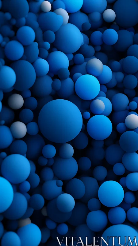 Blue 3D spheres forming dense abstract depth field.