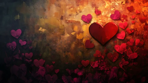 Composite Heart Arrangement Against Textured Background