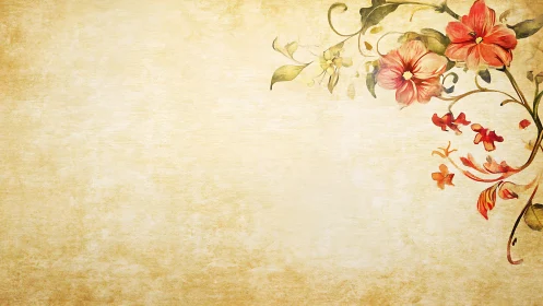 Vintage parchment backdrop with watercolor floral corner detail.