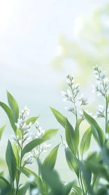 Delicate White Flowers With Vibrant Green Foliage.