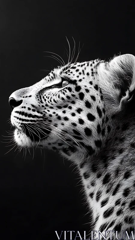 Profile study of spotted wild cat in monochrome focus.