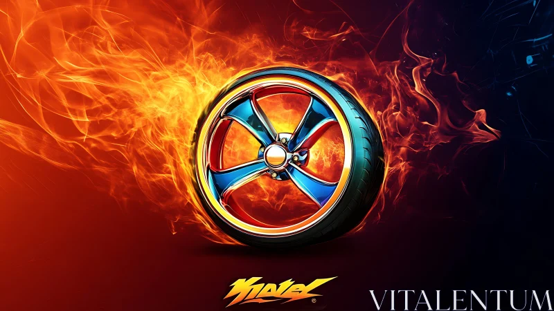 Chrome comet wheel slices through twin storms of fire and night