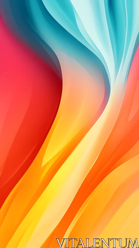 Abstract gradient ribbons in warm and cool color layers.