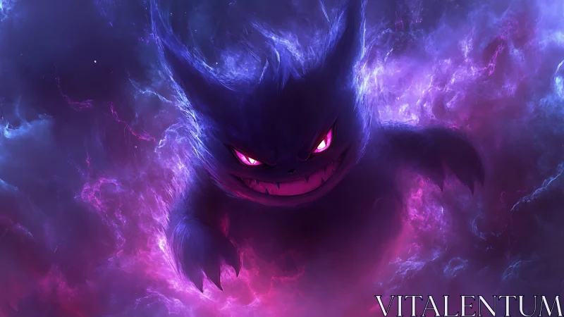 Spectral neon entity emerging through luminous astral fog.