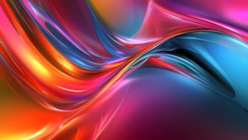 Vibrant flowing abstract curves in glossy neon colors.
