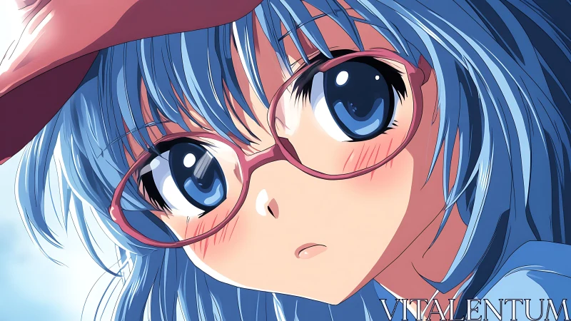 Sky-bright shy gaze behind rose frames in anime sunlight.