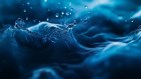 Macro study isolates dynamic blue water splash in motion