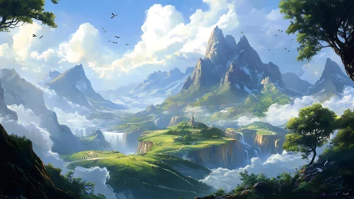 Cloudbridged peaks invite wanderers into an emerald skyrealm