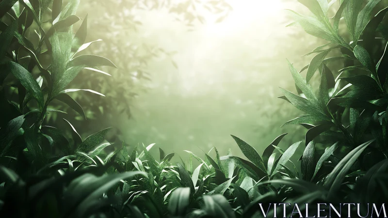 Verdant Corridor: Sunlit Jungle Path Through Living Emerald Walls