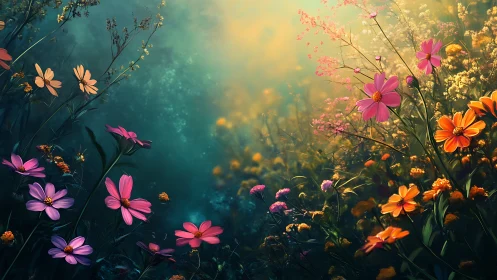 Wildflower Meadow at Golden Hour.