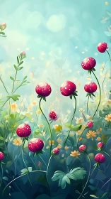 Jeweled Peonies Dance Through Luminous Garden Mist.