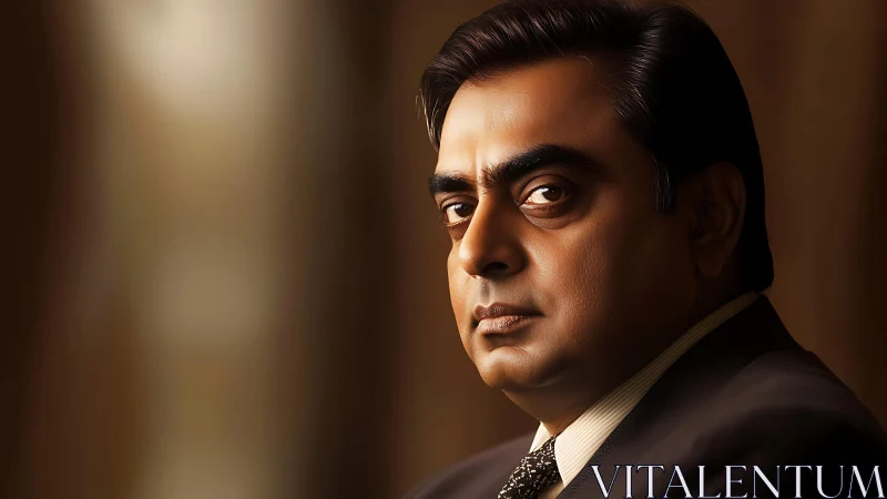 Serious businessman portrait in warm studio lighting.