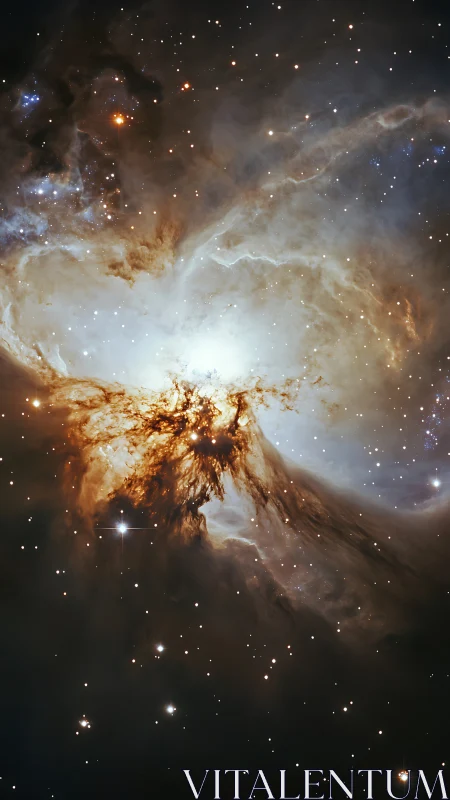 Stellar clouds unfold like glowing wings in deep space