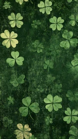 Textured clover field backdrop in distressed digital painting.