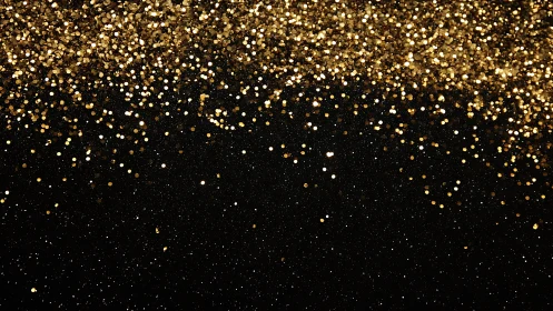 Golden glitter cascades over deep black for luxe drama