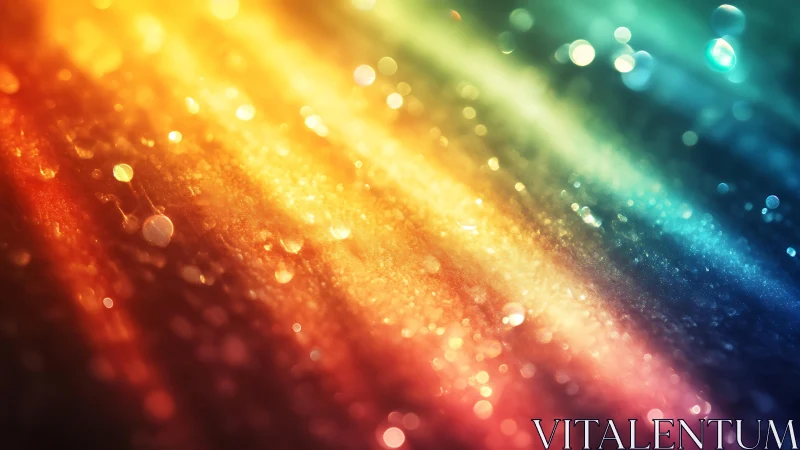 Abstract rainbow light with sparkling bokeh in vibrant colors.