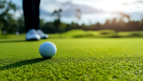 Quiet golf green holds a ball poised for a calm, focused putt