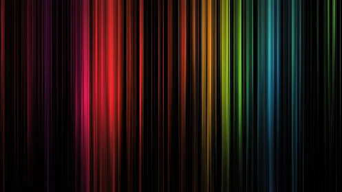 Vertical multicolor light bands on black background matrix.