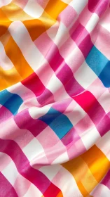 Colorful checkered fabric folds glow with playful energy.