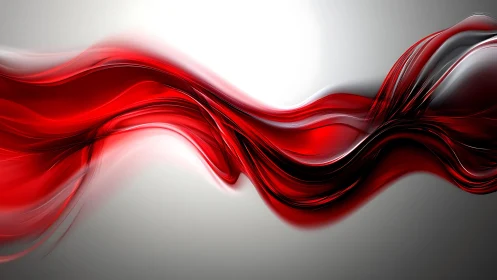 Dynamic red and black abstract waves on gradient background.