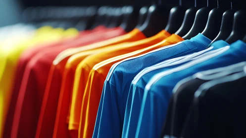 Colorful Clothing Rack with Vibrant Apparel Display.