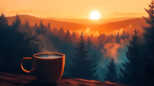 Sunrise steam and forest mists brew a quiet mountain spell.
