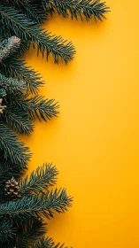 Evergreen branches bringing cozy cheer to bright yellow.