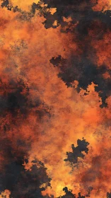Textured orange and black abstract cloud surface pattern.