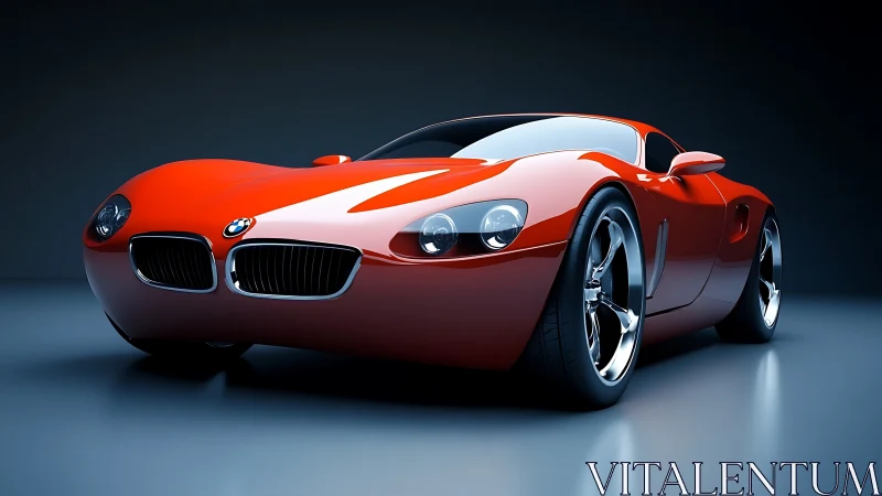 Low-angle render showcases aerodynamic red BMW concept coupé