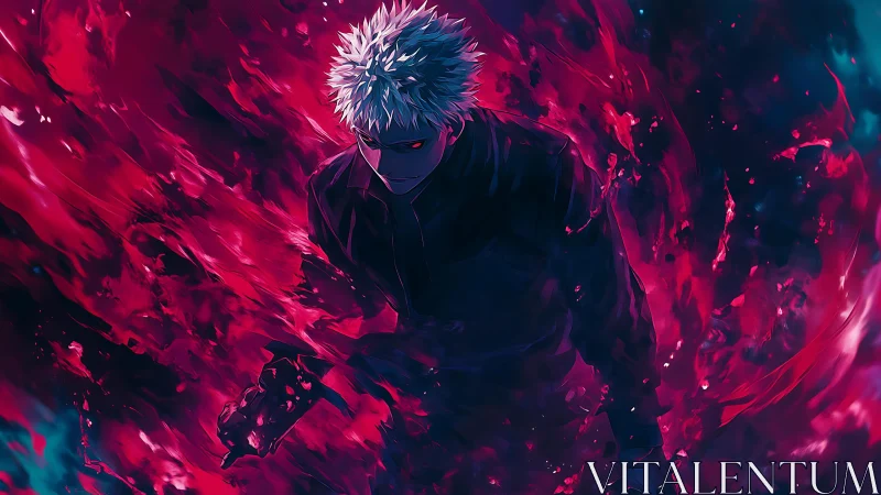 Crimson stormwalker wrapped in cursed midnight flames.