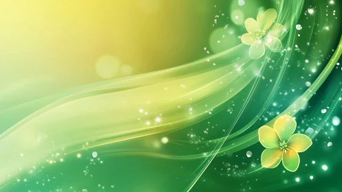 Luminescent Blooms Dance Through Emerald Dreamscapes.