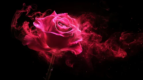 Crimson Rose Ablaze in Ethereal Flames.