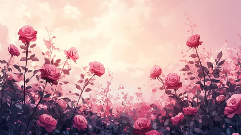 Blooming Rose Garden In Soft Pastels.