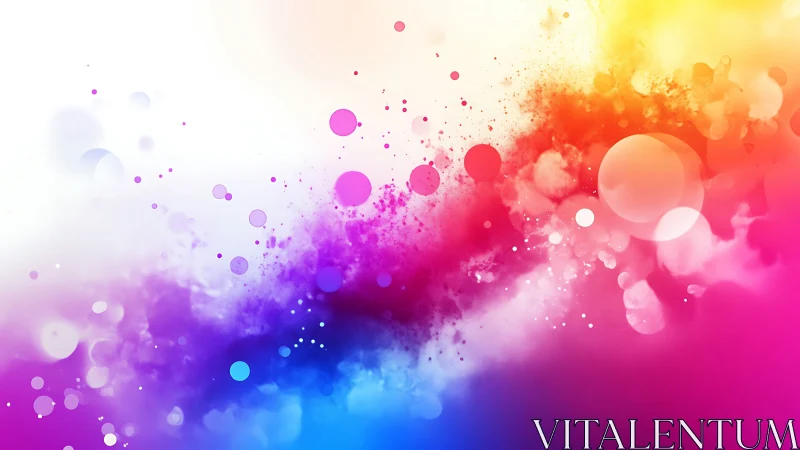 Digital painting of prismatic color clouds with bokeh spheres.